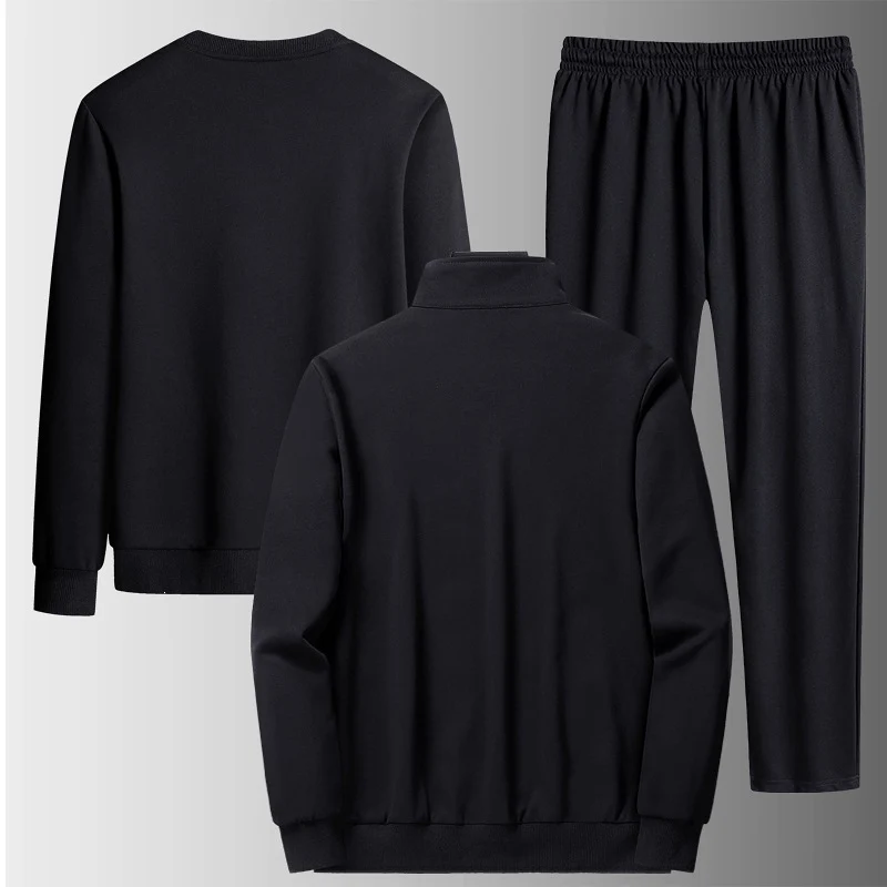 Herren Dreiteiliges Freizeit-Trainingsset aus French-Terry mit Kapuzenjacke, Rundhals-Sweat & tapered Jogginghose Drune