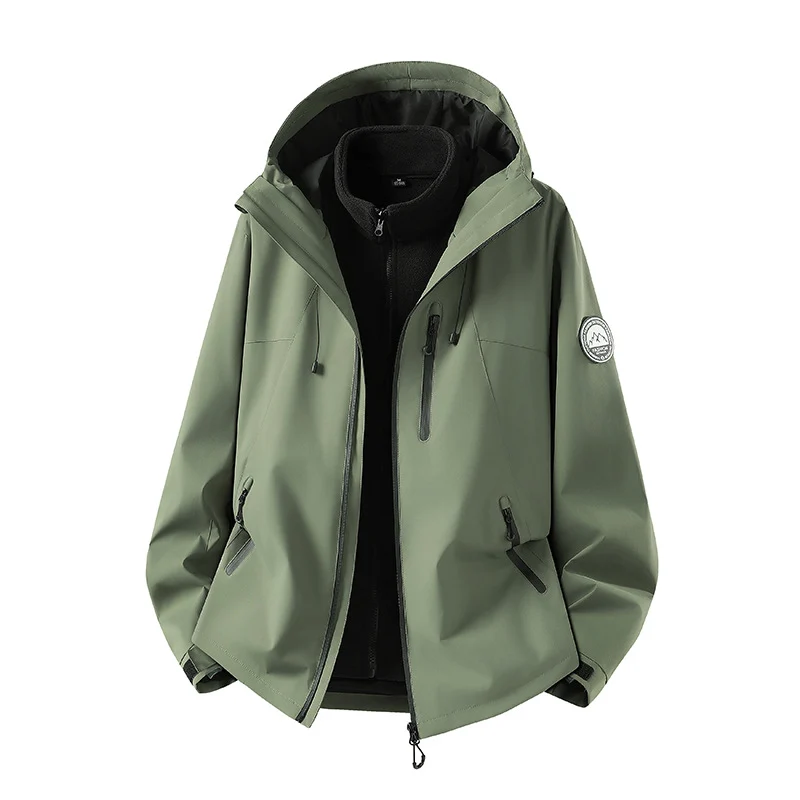 Herren dreiteilige Softshell-Outdoorjacke mit abnehmbarem Fleecefutter und Kapuze Drune