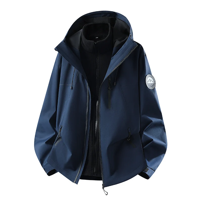 Herren dreiteilige Softshell-Outdoorjacke mit abnehmbarem Fleecefutter und Kapuze Drune