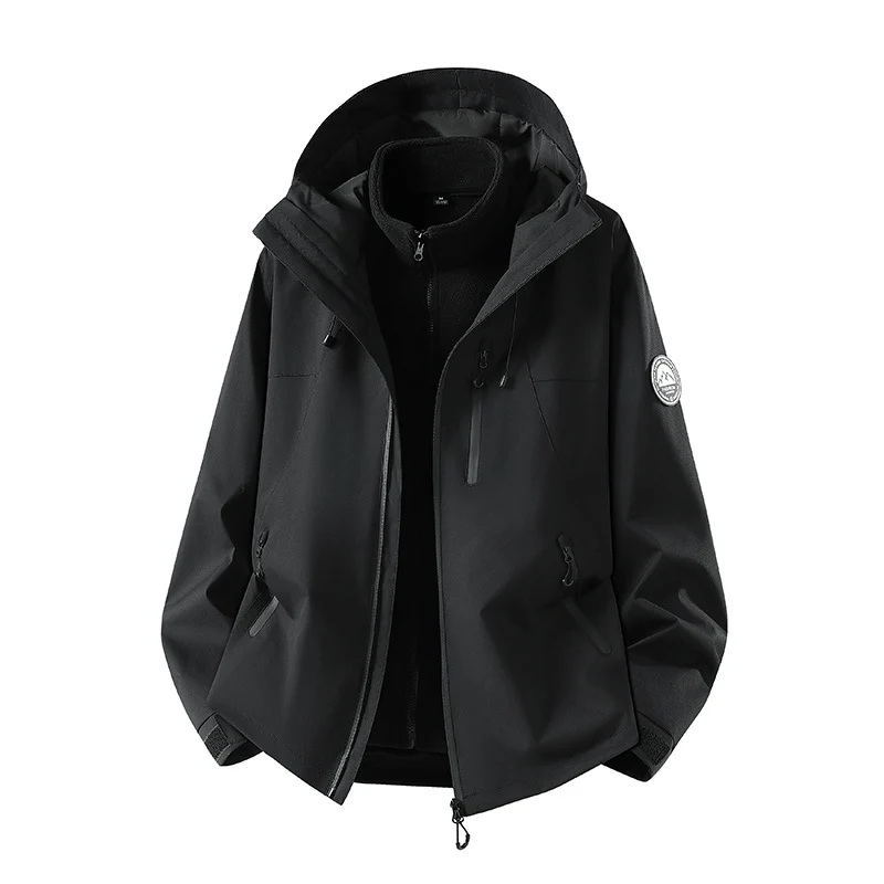 Herren dreiteilige Softshell-Outdoorjacke mit abnehmbarem Fleecefutter und Kapuze Drune