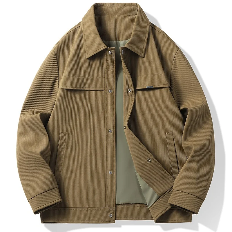Herren Cord-Überhemdjacke mit Druckknopffront, durchgehendem Futter & Relaxed-Schnitt Drune