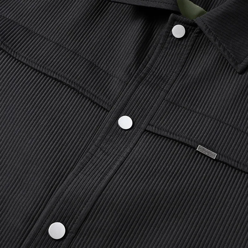 Herren Cord-Überhemdjacke mit Druckknopffront, durchgehendem Futter & Relaxed-Schnitt Drune