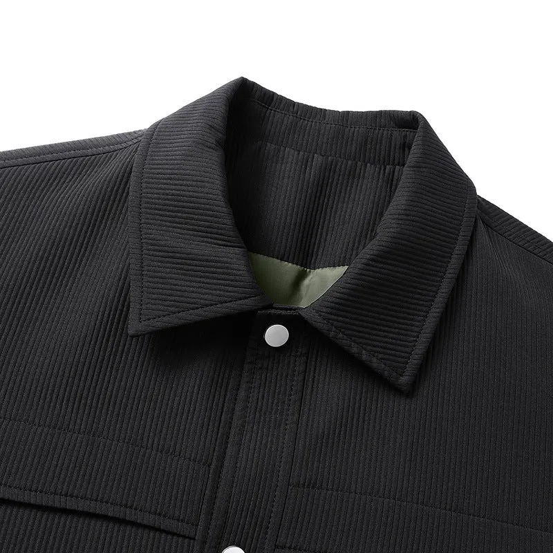 Herren Cord-Überhemdjacke mit Druckknopffront, durchgehendem Futter & Relaxed-Schnitt Drune