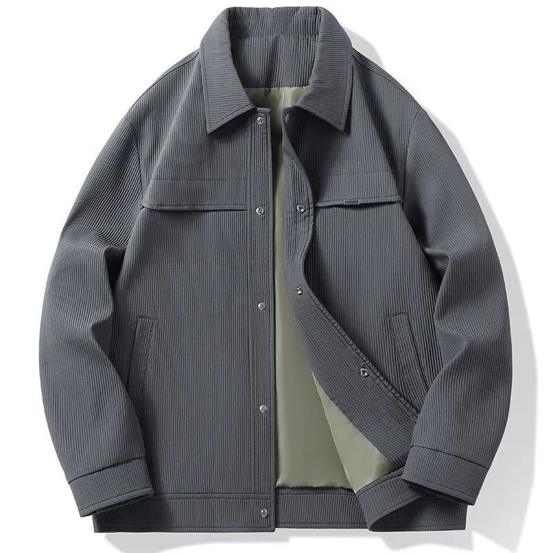 Herren Cord-Überhemdjacke mit Druckknopffront, durchgehendem Futter & Relaxed-Schnitt Drune
