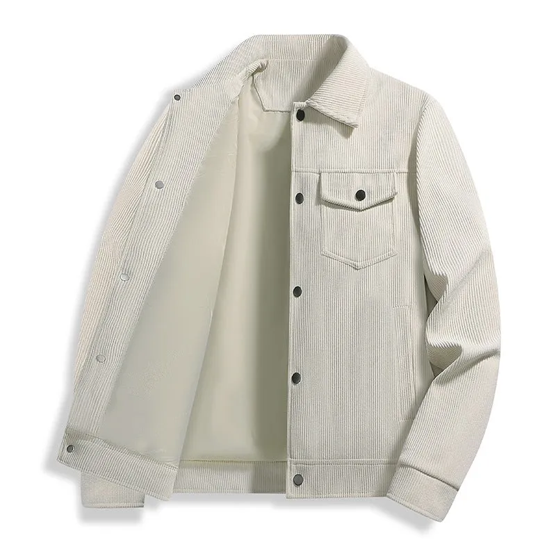 Herren Cord-Truckerjacke mit Thermofutter & Druckknopffront Drune