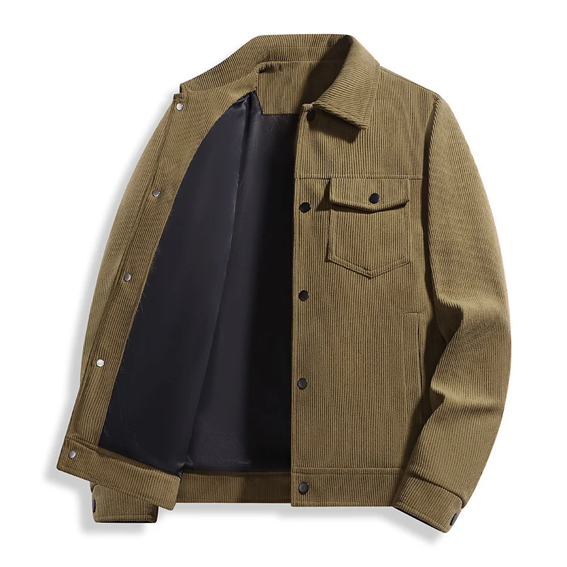 Herren Cord-Truckerjacke mit Thermofutter & Druckknopffront Drune