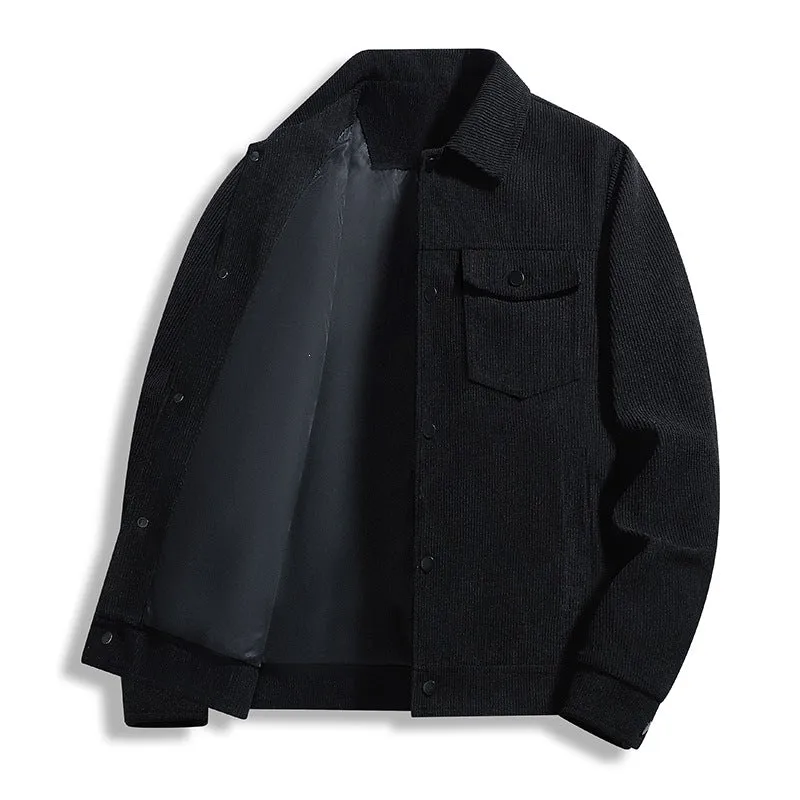Herren Cord-Truckerjacke mit Thermofutter & Druckknopffront Drune