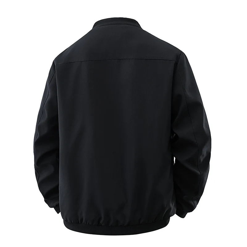 Herren Clean-Cut Stehkragen-Bomberjacke aus windabweisendem Material mit Druckknopfleiste Drune