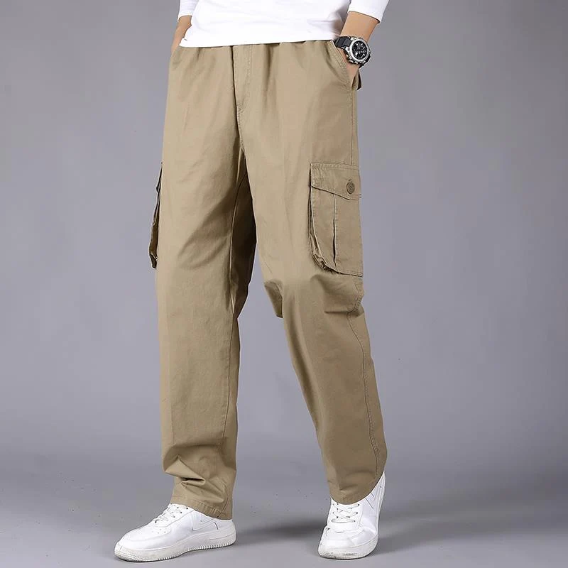 Herren Cargohose im Utility‑Stil mit elastischem Bund, geradem Bein und aufgesetzten Klappentaschen Drune