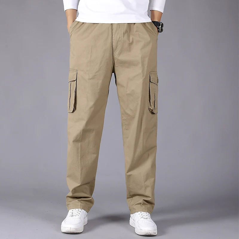 Herren Cargohose im Utility‑Stil mit elastischem Bund, geradem Bein und aufgesetzten Klappentaschen Drune