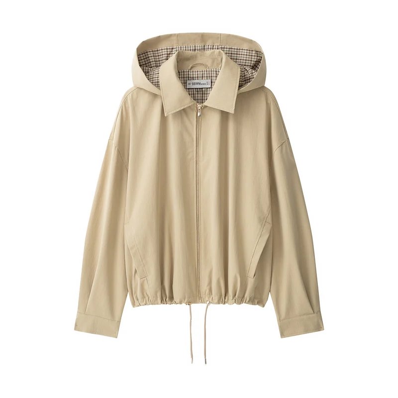 Damen Leichte wattierte Windjacke mit Stehkragen und Polka‑Dot‑Print Drune