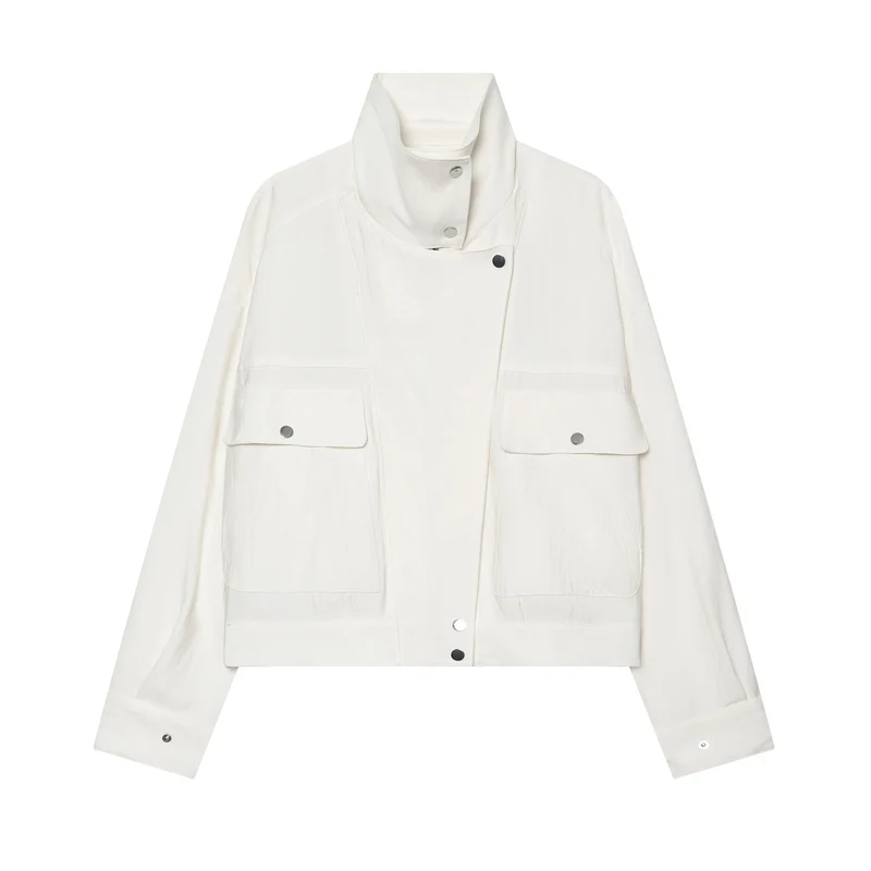 Damen Leichte wattierte Windjacke mit Stehkragen und Polka‑Dot‑Print Drune