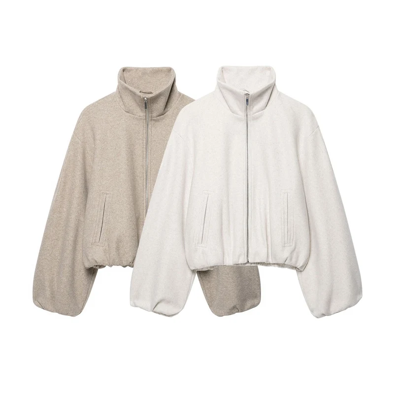Damen Leichte wattierte Windjacke mit Stehkragen und Polka‑Dot‑Print Drune