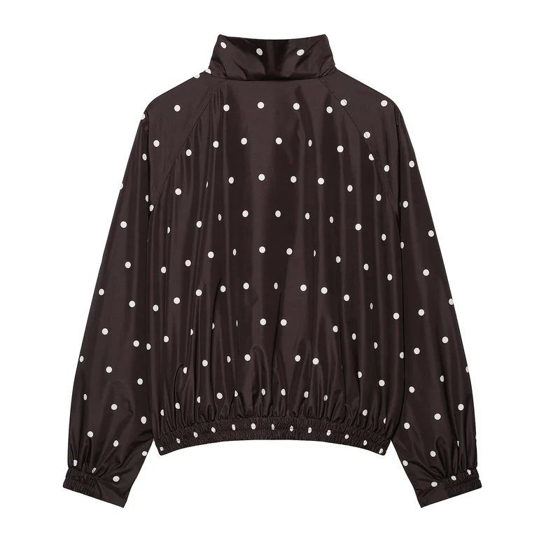 Damen Leichte wattierte Windjacke mit Stehkragen und Polka‑Dot‑Print Drune