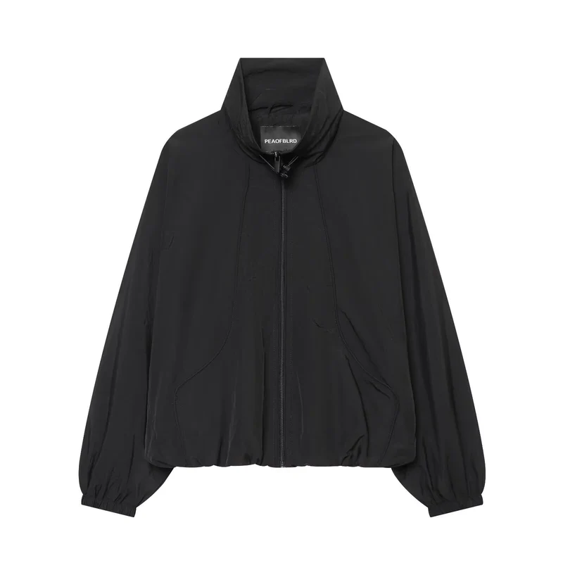 Damen Leichte wattierte Windjacke mit Stehkragen und Polka‑Dot‑Print Drune