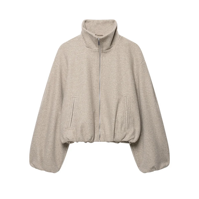 Damen Leichte wattierte Windjacke mit Stehkragen und Polka‑Dot‑Print Drune
