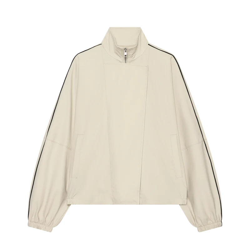 Damen Leichte wattierte Windjacke mit Stehkragen und Polka‑Dot‑Print Drune