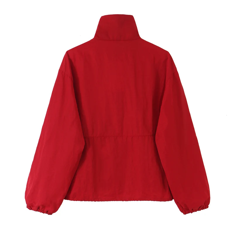 Damen Leichte wattierte Windjacke mit Stehkragen und Polka‑Dot‑Print Drune