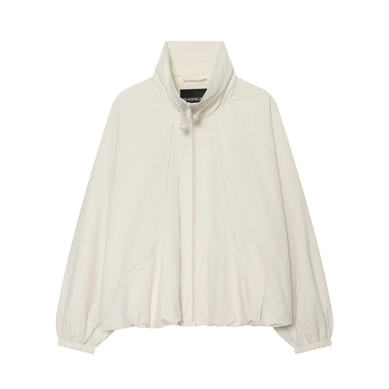 Damen Leichte wattierte Windjacke mit Stehkragen und Polka‑Dot‑Print Drune