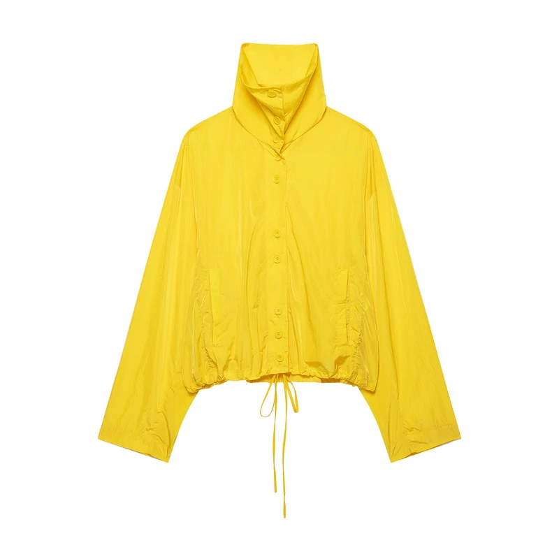 Damen Leichte wattierte Windjacke mit Stehkragen und Polka‑Dot‑Print Drune