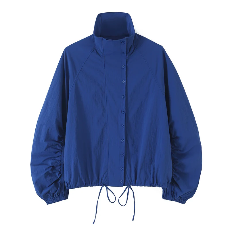 Damen Leichte wattierte Windjacke mit Stehkragen und Polka‑Dot‑Print Drune