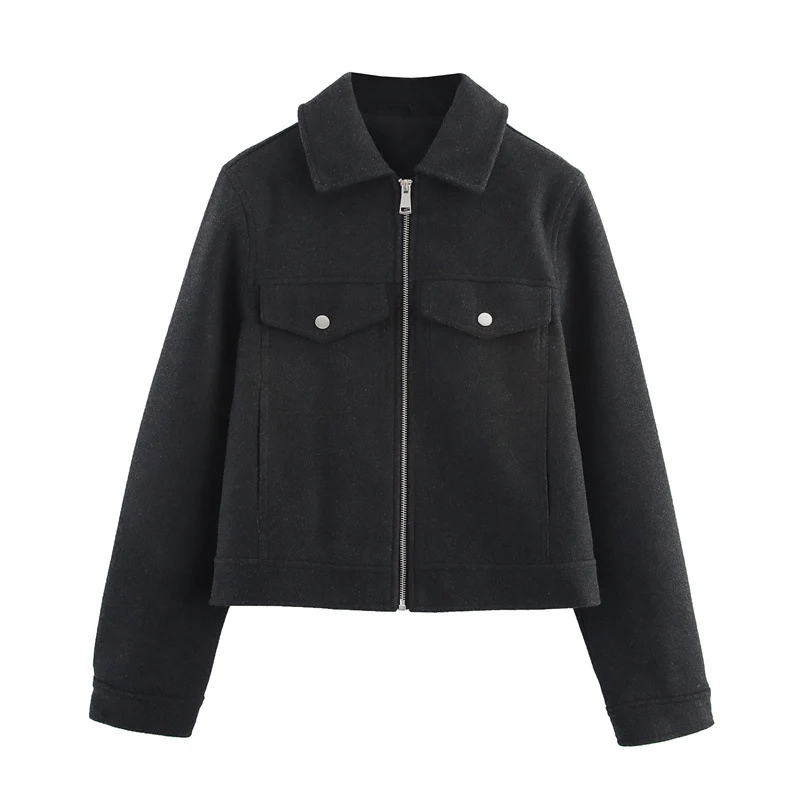 Damen Leichte wattierte Windjacke mit Stehkragen und Polka‑Dot‑Print Drune