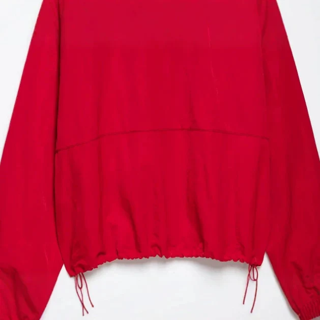 Damen leichte wattierte Oversize-Jacke mit hohem Stehkragen und Druckknopfleiste Drune