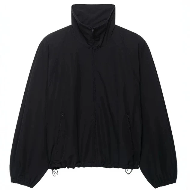 Damen Leichte Oversize-Windjacke im Bomberstil mit hohem Stehkragen und Kordelzug Drune