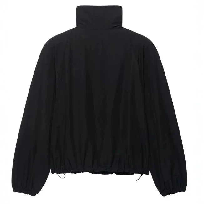 Damen Leichte Oversize-Windjacke im Bomberstil mit hohem Stehkragen und Kordelzug Drune