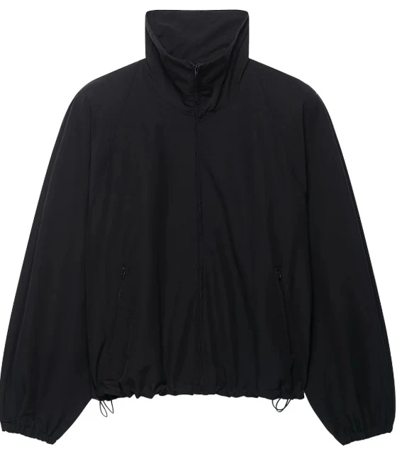 Damen Leichte Oversize-Windjacke im Bomberstil mit hohem Stehkragen und Kordelzug Drune