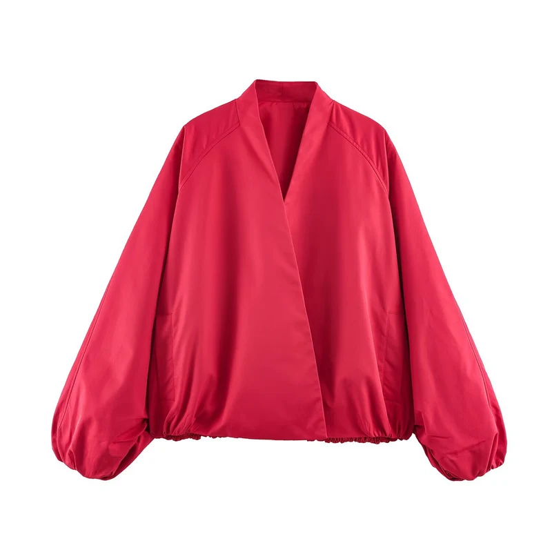 Damen Leichte Oversize‑Utilityjacke mit Tunnelzug‑Taillierung, Stehkragen und Ballonärmeln Drune