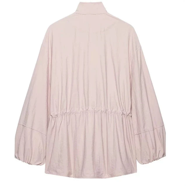 Damen Leichte Oversize‑Utilityjacke mit Tunnelzug‑Taillierung, Stehkragen und Ballonärmeln Drune