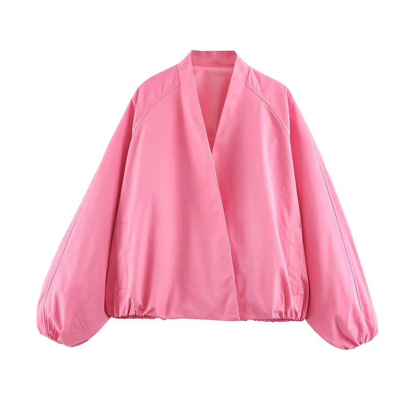 Damen Leichte Oversize‑Utilityjacke mit Tunnelzug‑Taillierung, Stehkragen und Ballonärmeln Drune
