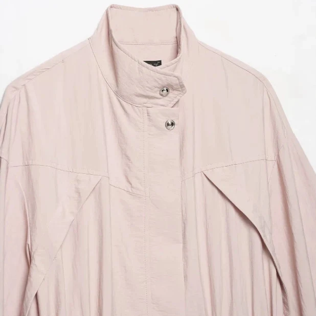 Damen Leichte Oversize‑Utilityjacke mit Tunnelzug‑Taillierung, Stehkragen und Ballonärmeln Drune