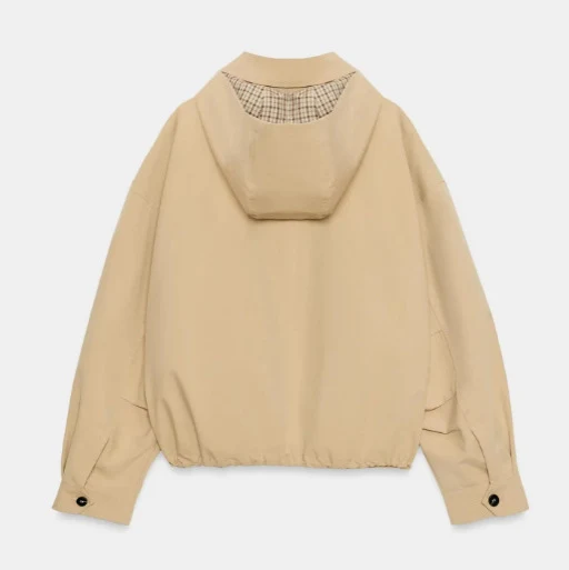 Damen Leichte Kapuzenjacke im Boxy‑Schnitt mit Kordelzug und Karofutter Drune