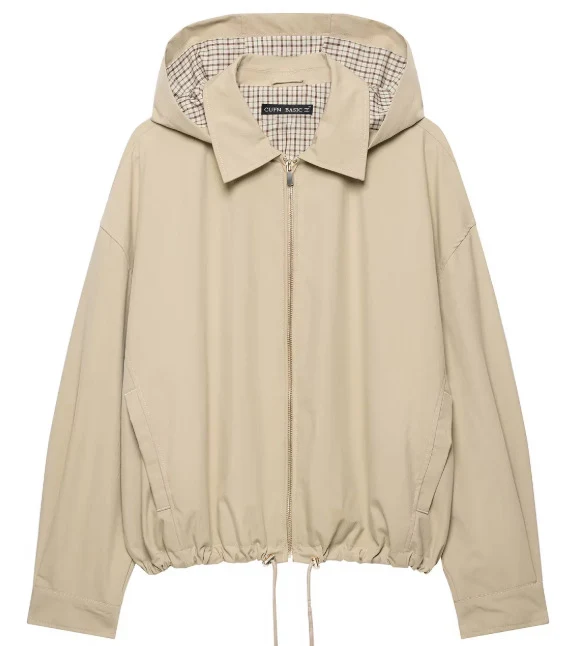Damen Leichte Kapuzenjacke im Boxy‑Schnitt mit Kordelzug und Karofutter Drune