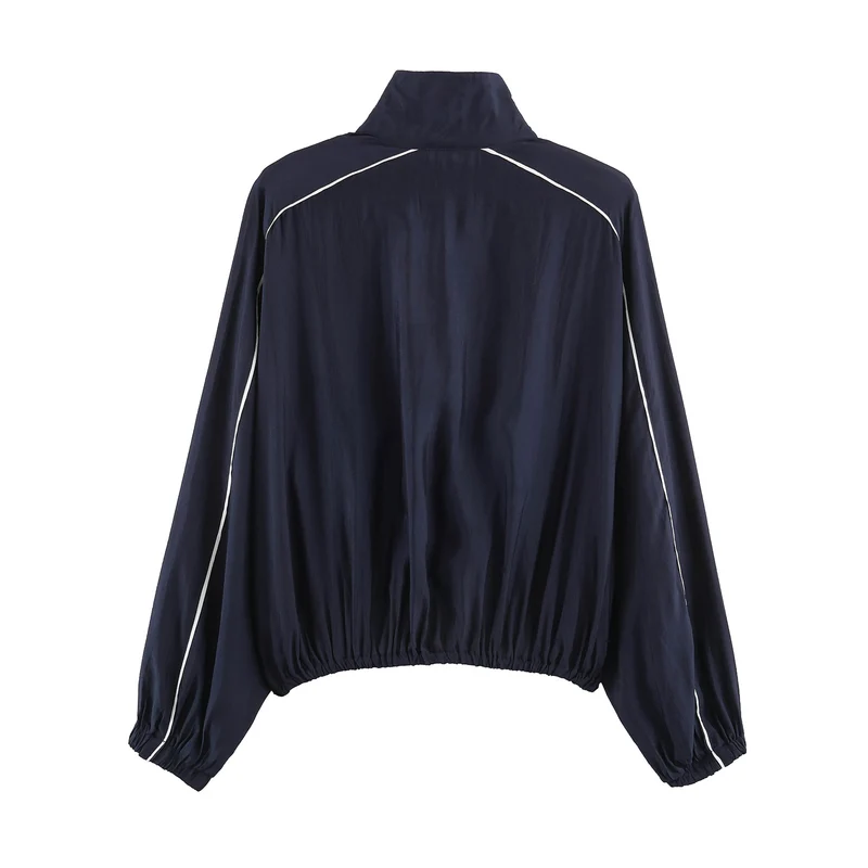Damen Leichte Cropped‑Blousonjacke im Bomberstil mit Funnelkragen und elastischem Saum Drune