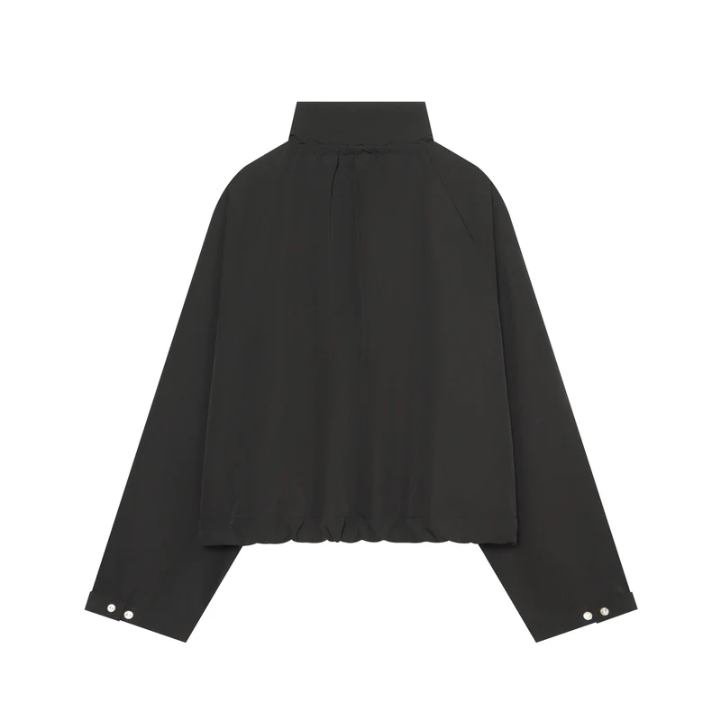 Damen Kurztaillierter Blouson mit hohem Funnelkragen und Tunnelzugtaillierung Drune