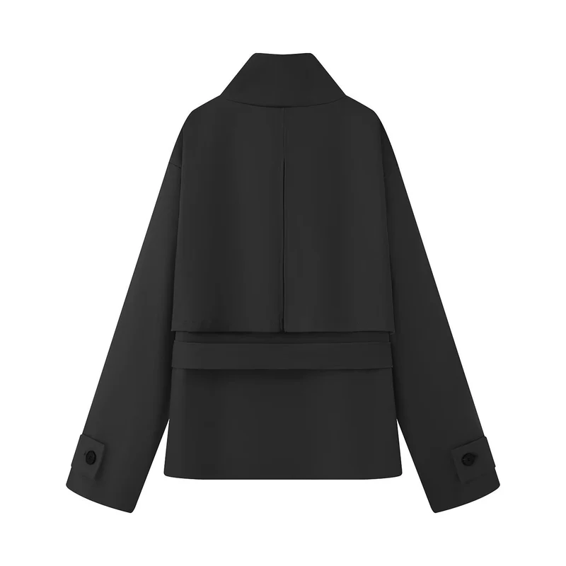Damen Kurzjacke im Utility‑Stil mit Taillengürtel und Schulterklappen Drune