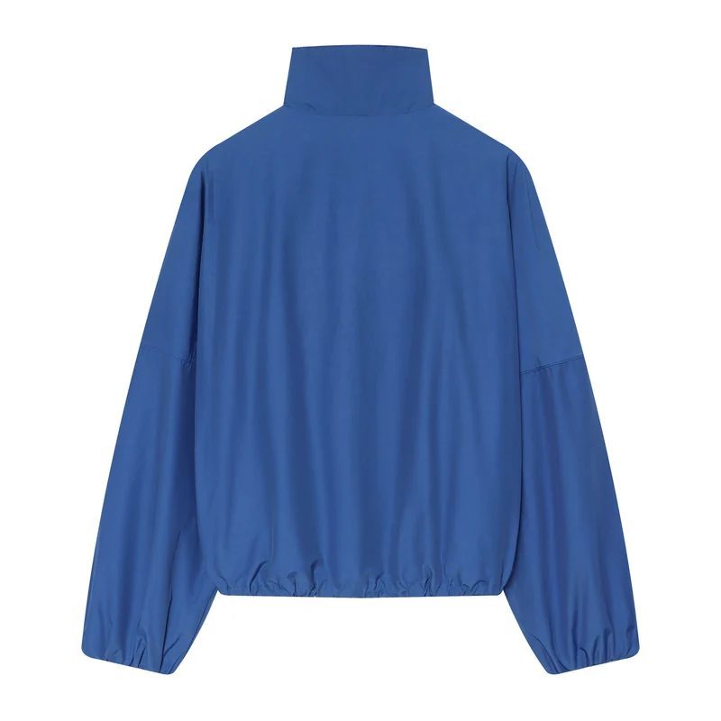 Damen Kurzjacke im Blousonstil mit hohem Stehkragen, Tunnelzugbund und Ballonärmeln Drune