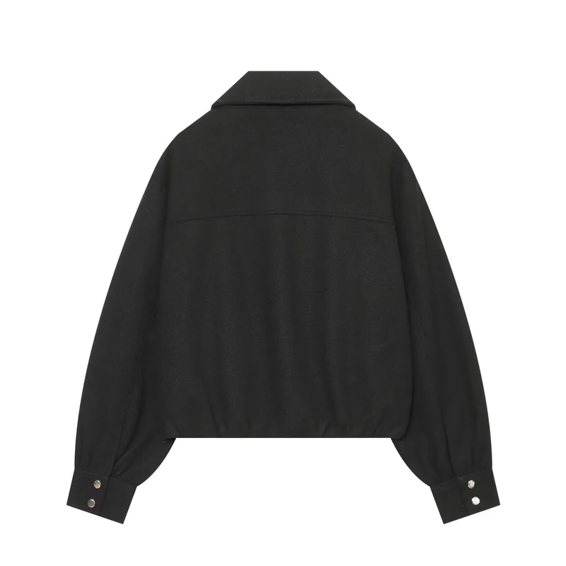 Damen Kurzjacke aus Wollmischung mit Reißverschluss und Ballonärmeln Drune