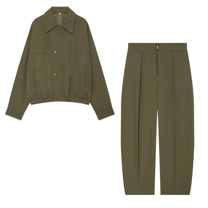 Damen Kurzgeschnittene Utility Blousonjacke mit Tunnelzugbund und aufgesetzten Eingrifftaschen Drune