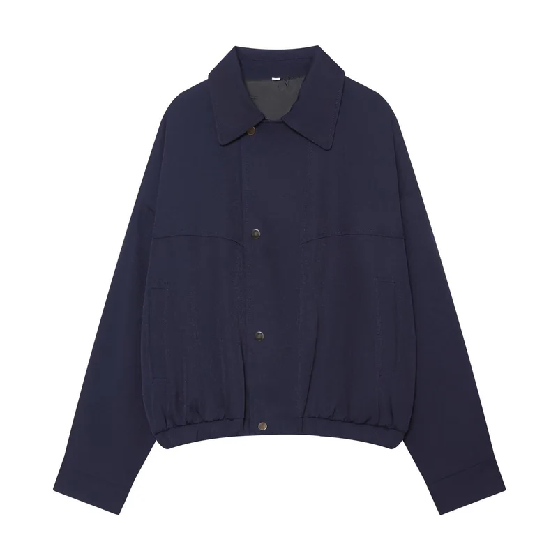Damen Kurzgeschnittene Utility Blousonjacke mit Tunnelzugbund und aufgesetzten Eingrifftaschen Drune