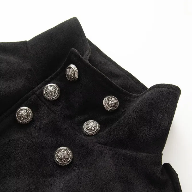 Damen Kurzgeschnittene Taillierte Militärblousonjacke mit hohem Stehkragen, doppelreihigen Metallknöpfen und Schulterriegeln Drune