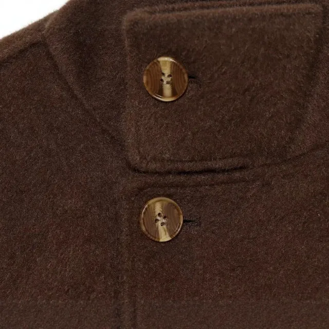 Damen Kurzer Wollmix‑Capecoat mit hohem Stehkragen, verdeckter Knopfleiste und Taillenbindegürtel Drune
