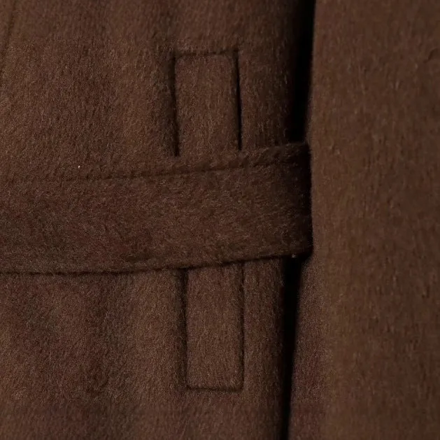 Damen Kurzer Wollmix‑Capecoat mit hohem Stehkragen, verdeckter Knopfleiste und Taillenbindegürtel Drune