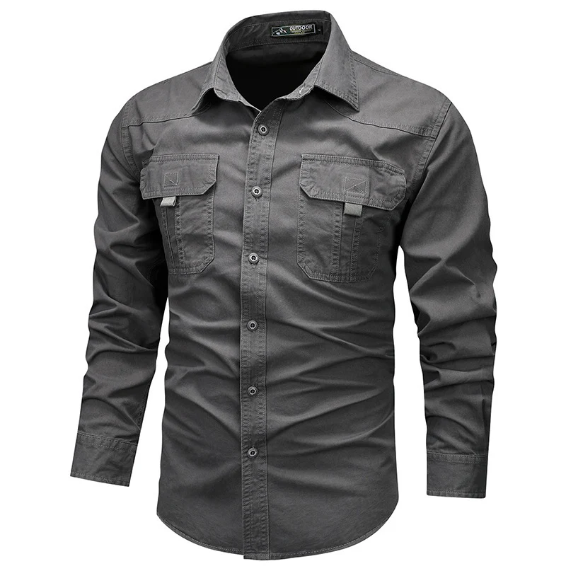Herren Funktionales Langarmhemd mit Taschen Drune