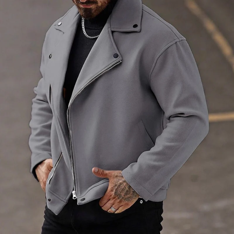 Herren Modische Winterjacke mit hohem Kragen und asymmetrischem Reißverschluss Drune