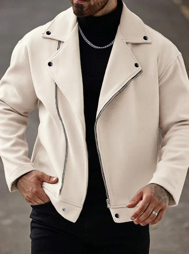 Herren Modische Winterjacke mit hohem Kragen und asymmetrischem Reißverschluss Drune