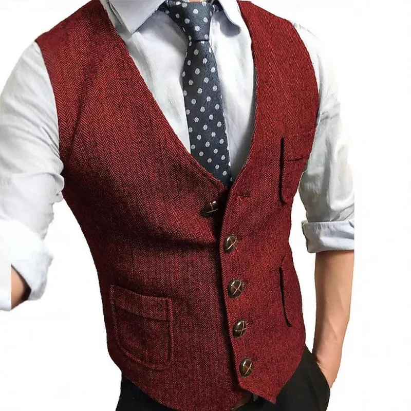 Herren Eleganter Weste aus Herringbone-Stoff Drune